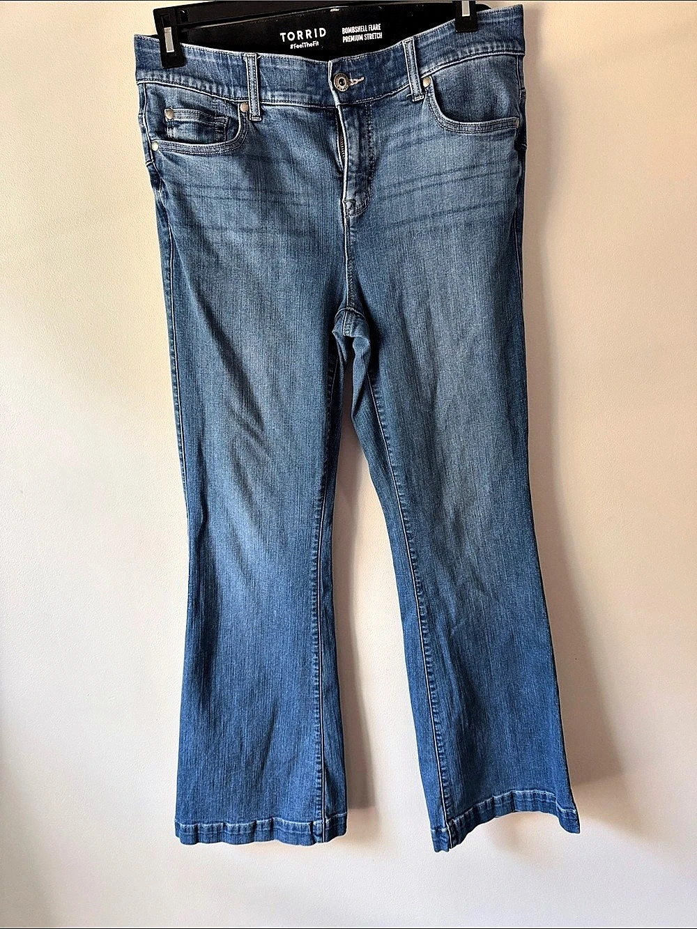 Torrid Bombshell Flare Premium Stretch Jean Blue Waist 14T